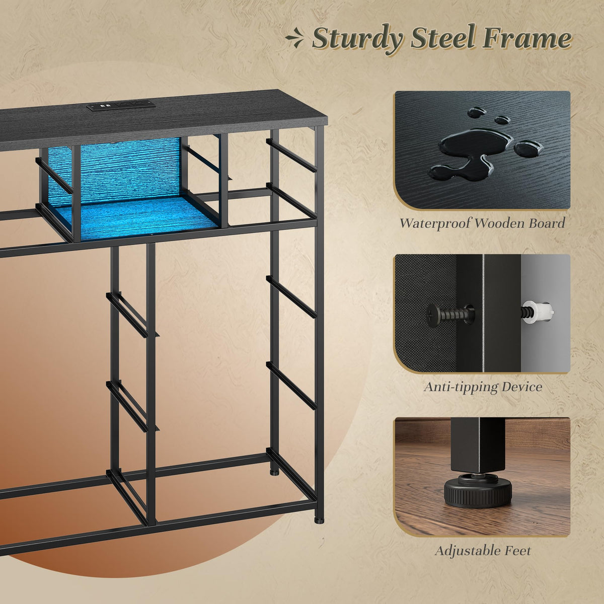 Black 10 Drawer Dresser with Charging Station Y583554