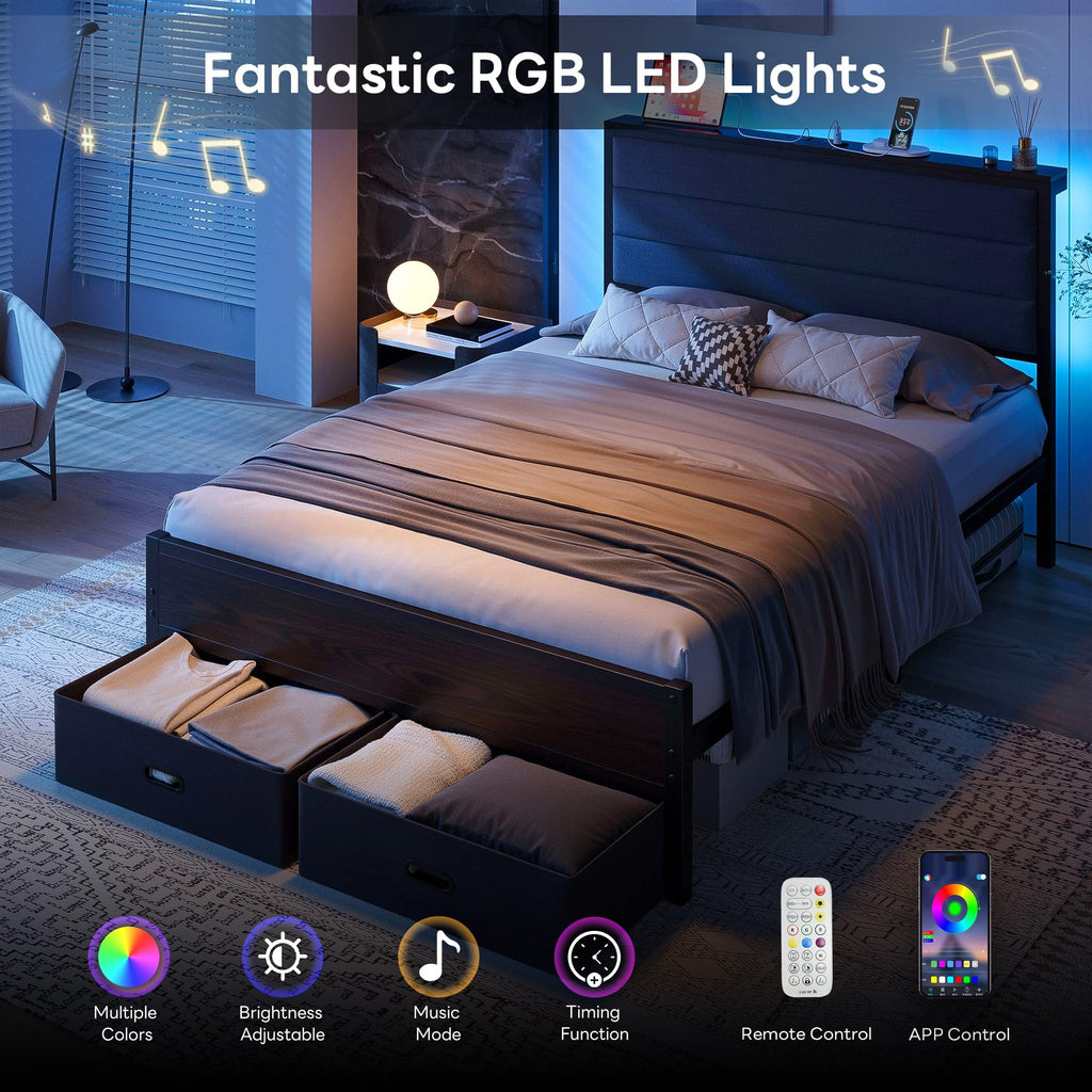 Full Size Bed Frame with 2 Storage Drawers Z3120