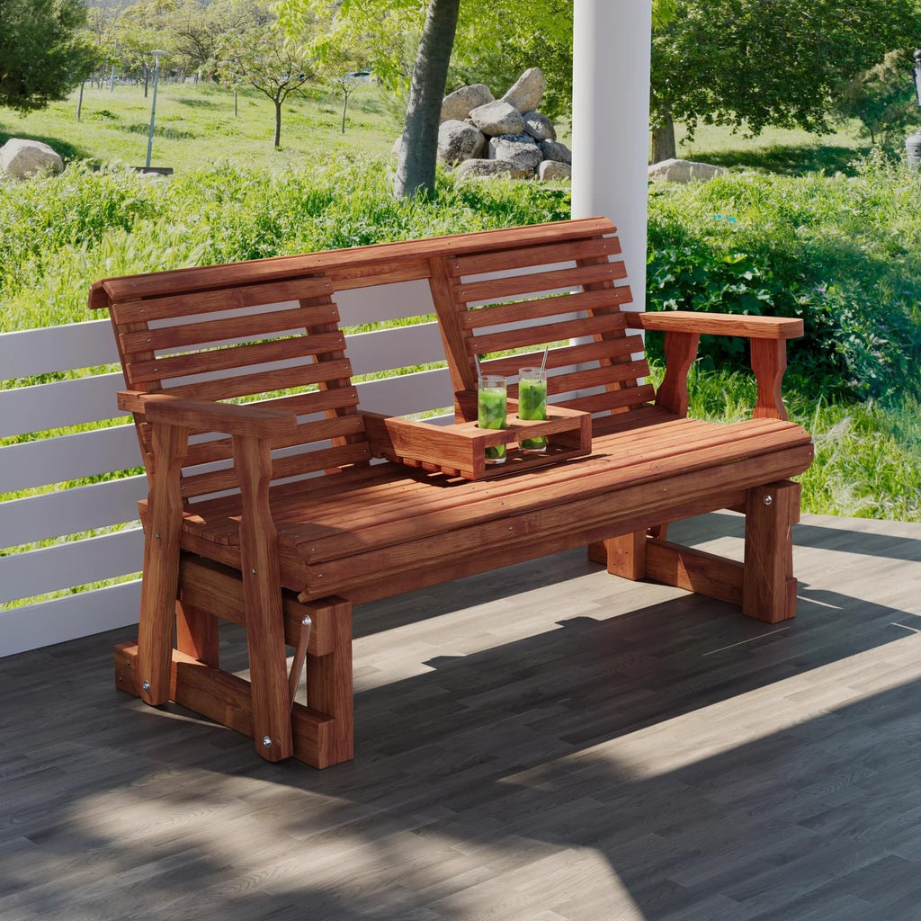 Heavy Duty Console Porch Glider with Cupholders E3854