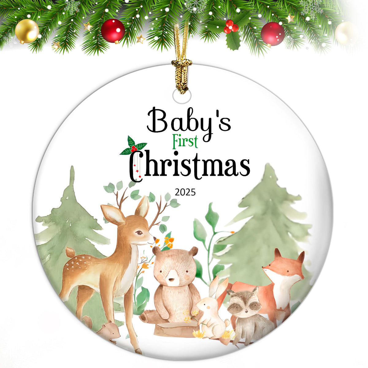 Baby's First Christmas Ornament 2025 Ceramic Decoration E367