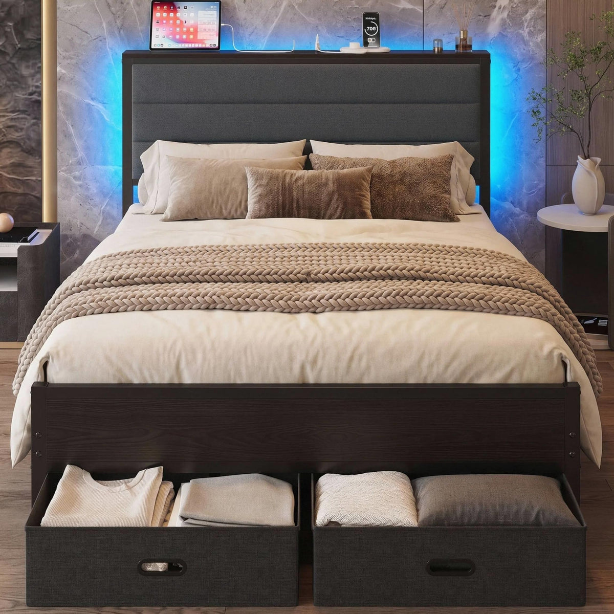 Full Size Bed Frame with 2 Storage Drawers Z3120