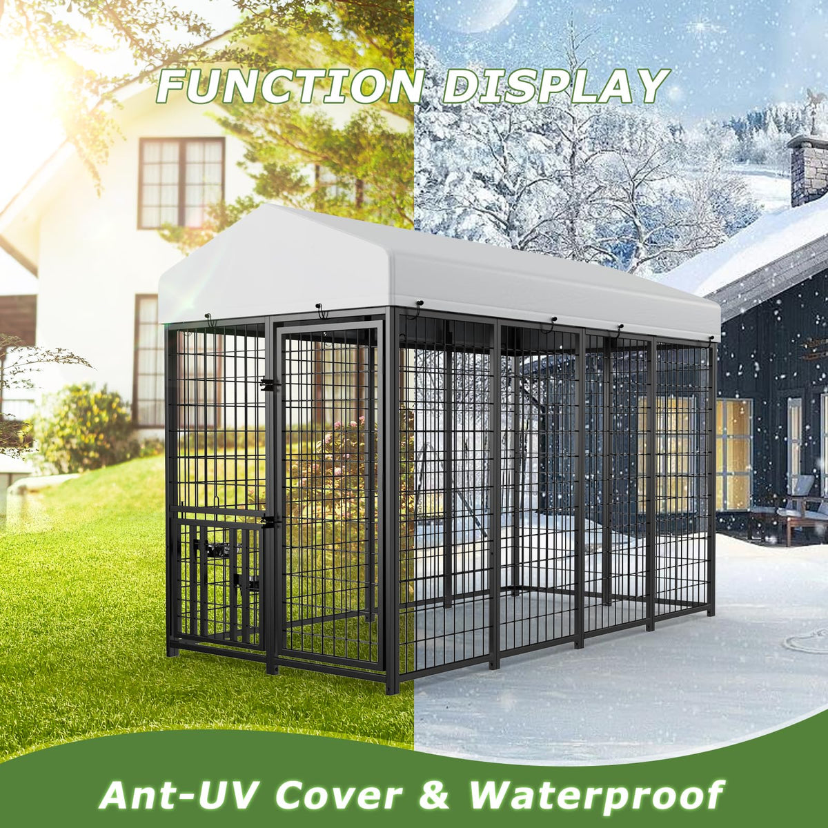 Heavy Duty Outdoor Dog Kennel with Rotating Bowls C343