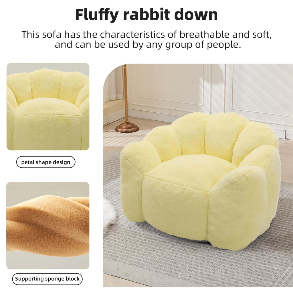 Large Yellow Faux Fur Bean Bag Chair L2722