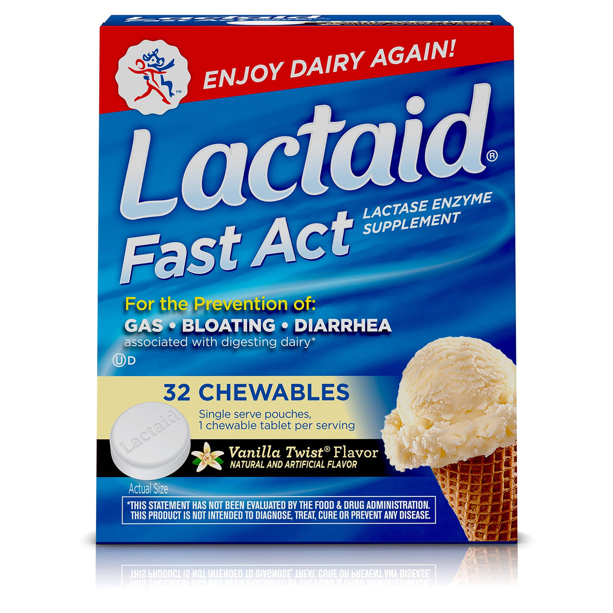Lactose Intolerance Chewables with Lactase Enzymes, Vanilla Twist, 32 Pks of 1-ct N527456