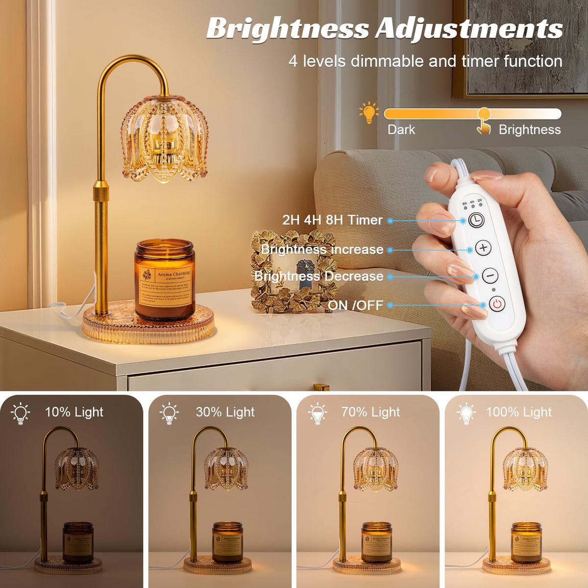 Candle Warmer Lamp with Timer & Dimmable Light X71619