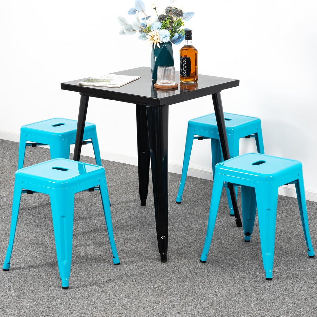 Teal Blue 18 Inch Metal Stools Set of 4 E939