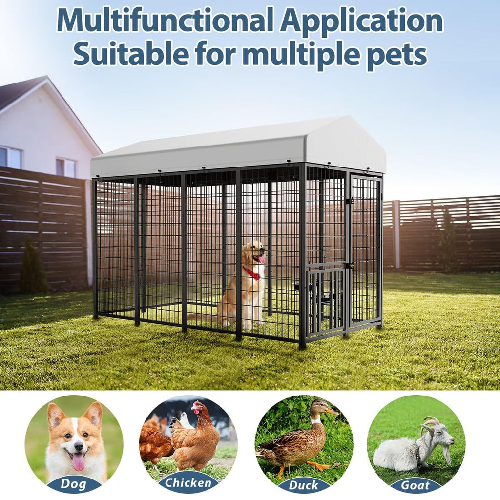 Heavy Duty Outdoor Dog Kennel with Rotating Bowls C343