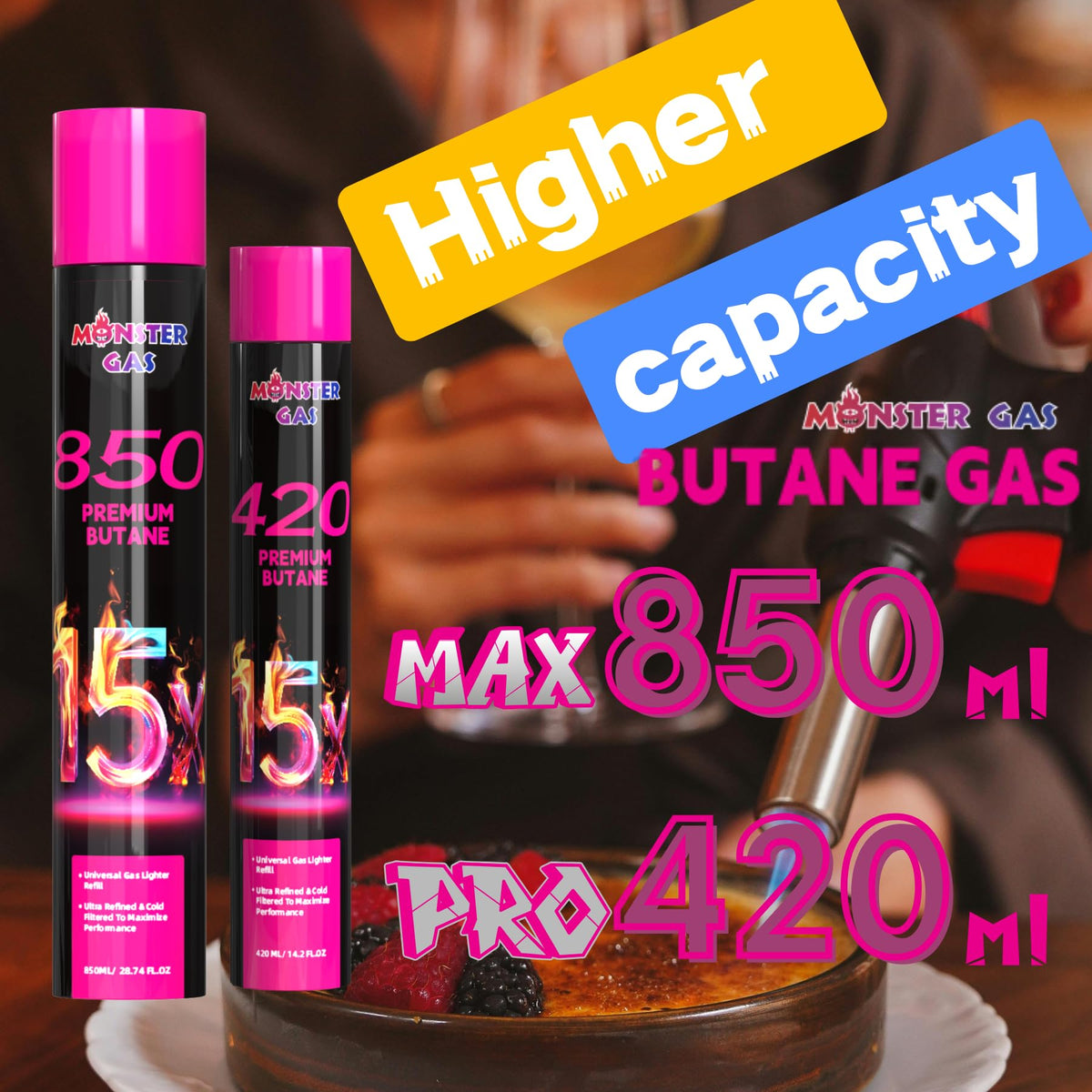 15x Ultra-Pure Butane Fuel Canisters 850ml, Pack of 12 L23485