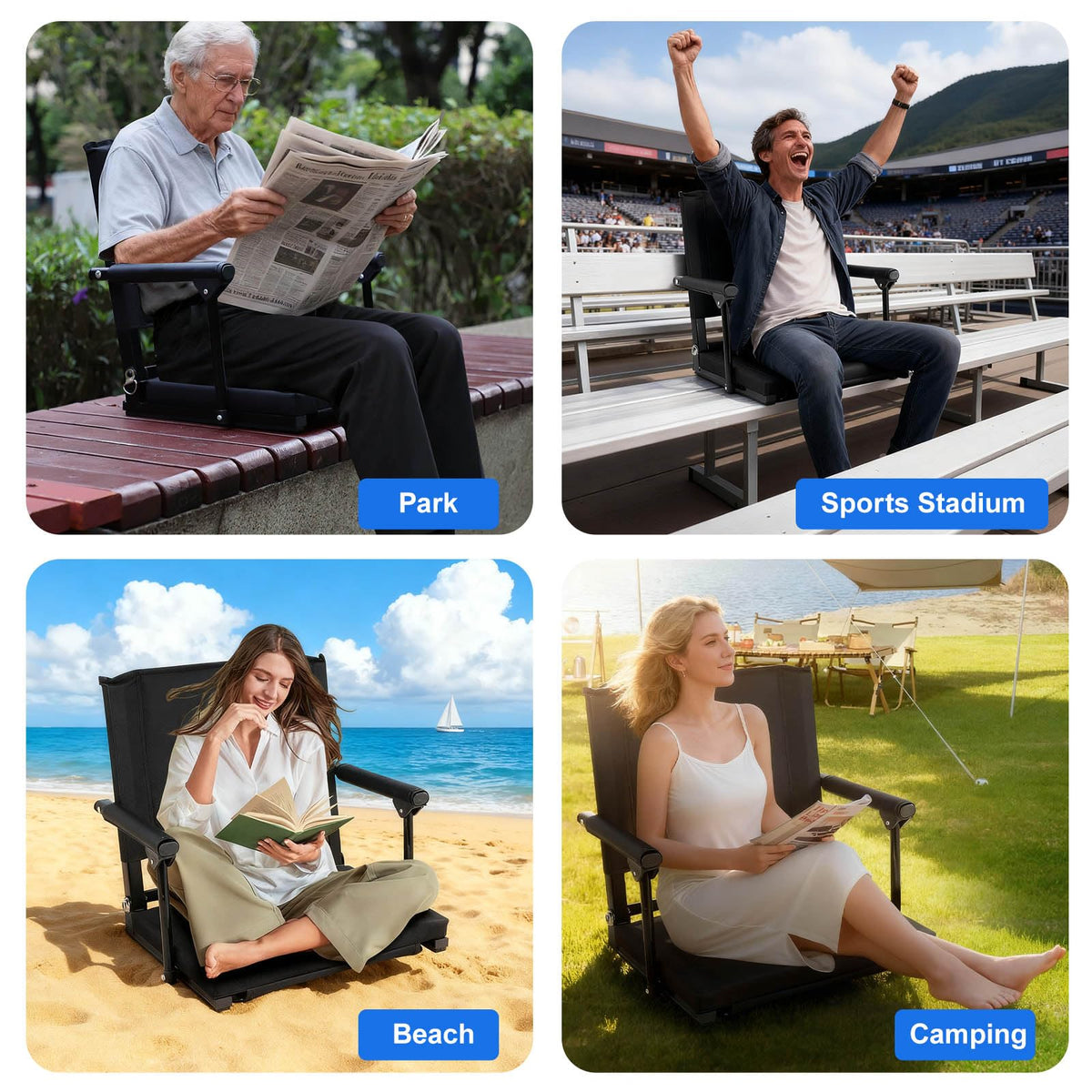 2 PCS Stadium Seats with Back Support R53950