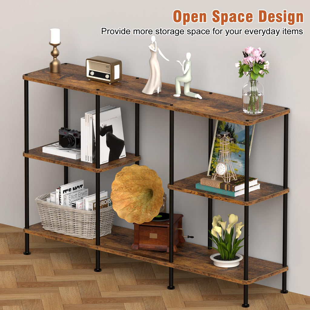 Brown 3 Tier Wood TV Stand with Storage Shelf T340000