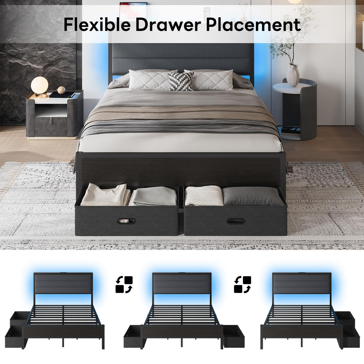 Full Size Bed Frame with 2 Storage Drawers Z3120