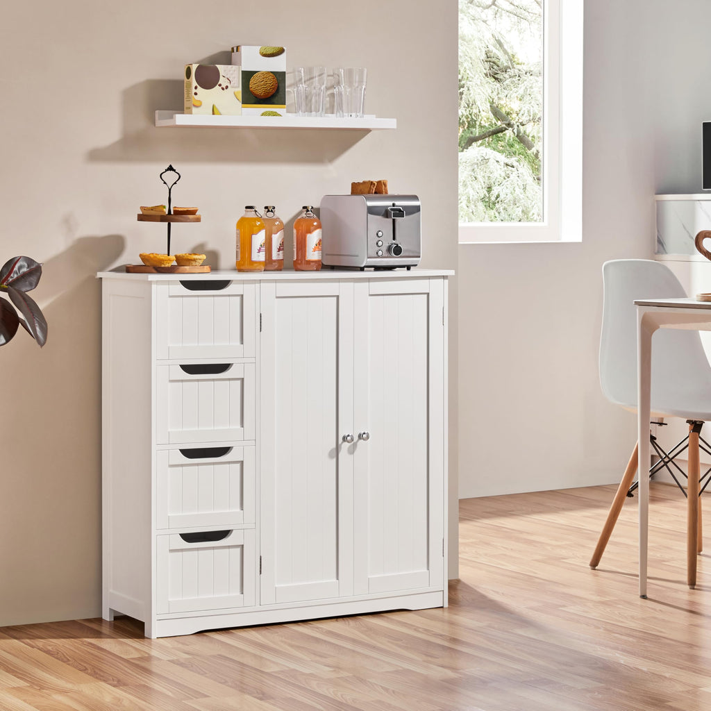 White 4 Drawer 2 Door Bathroom Storage Cabinet Y799134