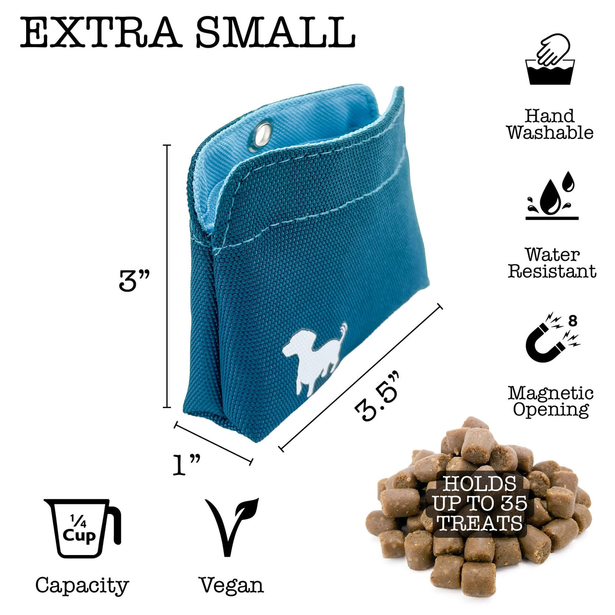 Turquoise Dog Treat Pouch with Magnetic Closure G8734