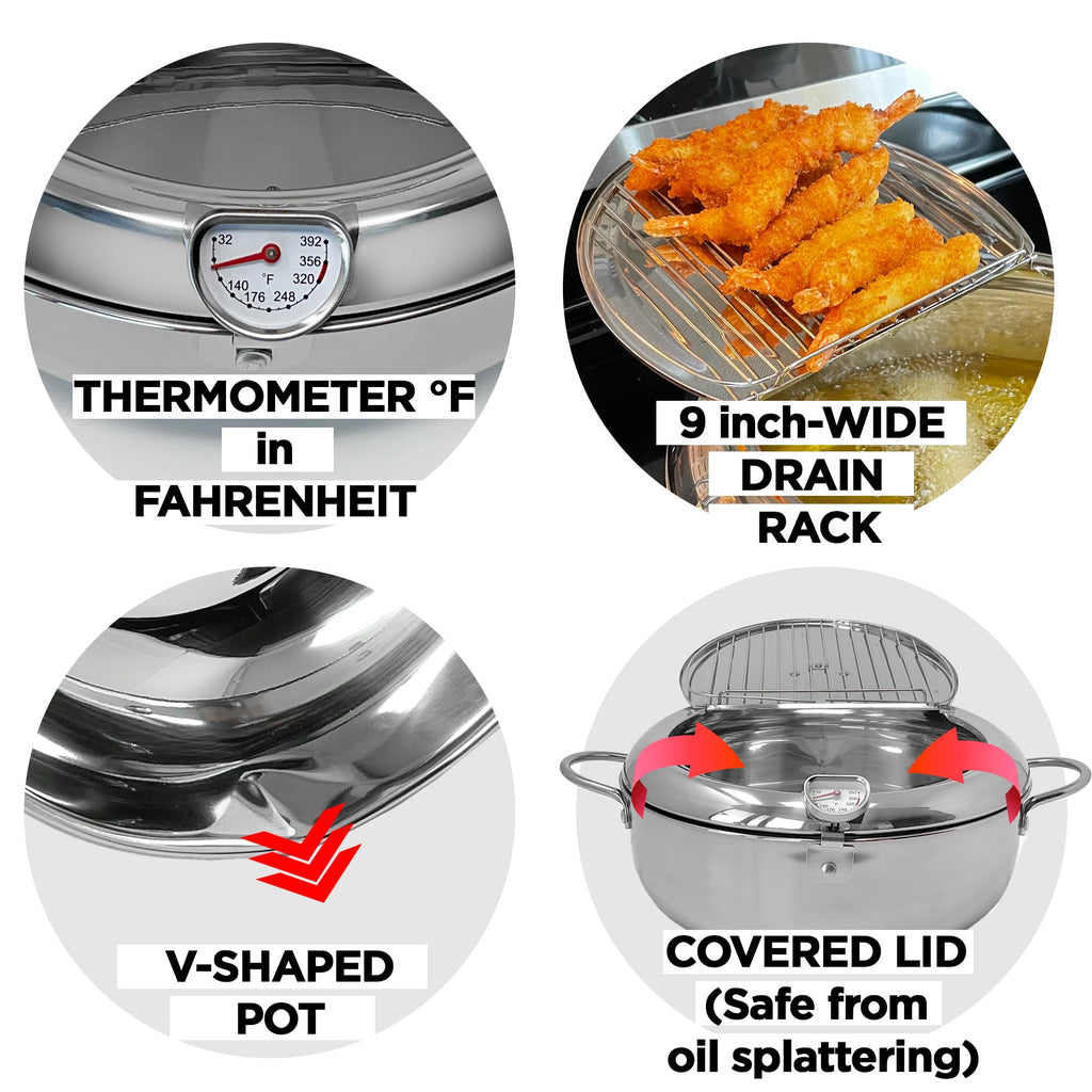 Deep Fryer Pot with Lid, 304 Stainless Steel X879918