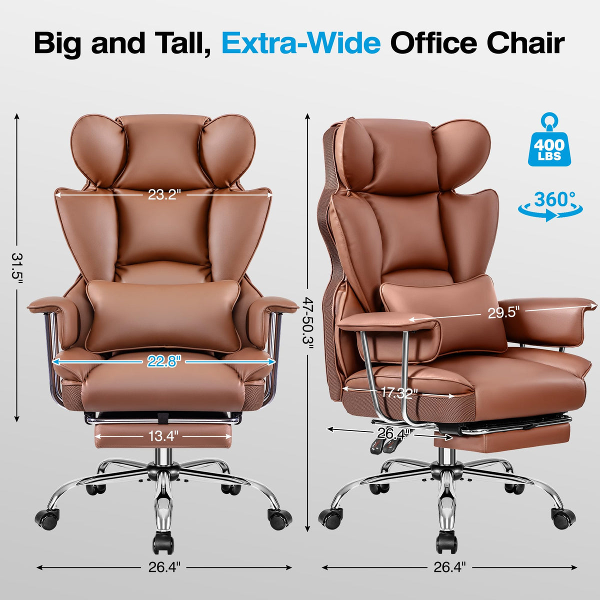 Big and Tall High Back Office Chair with Footrest G3241