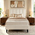 White Twin Size Upholstered Bed Frame L90311
