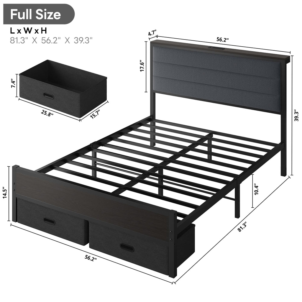 Full Size Bed Frame with 2 Storage Drawers Z3120