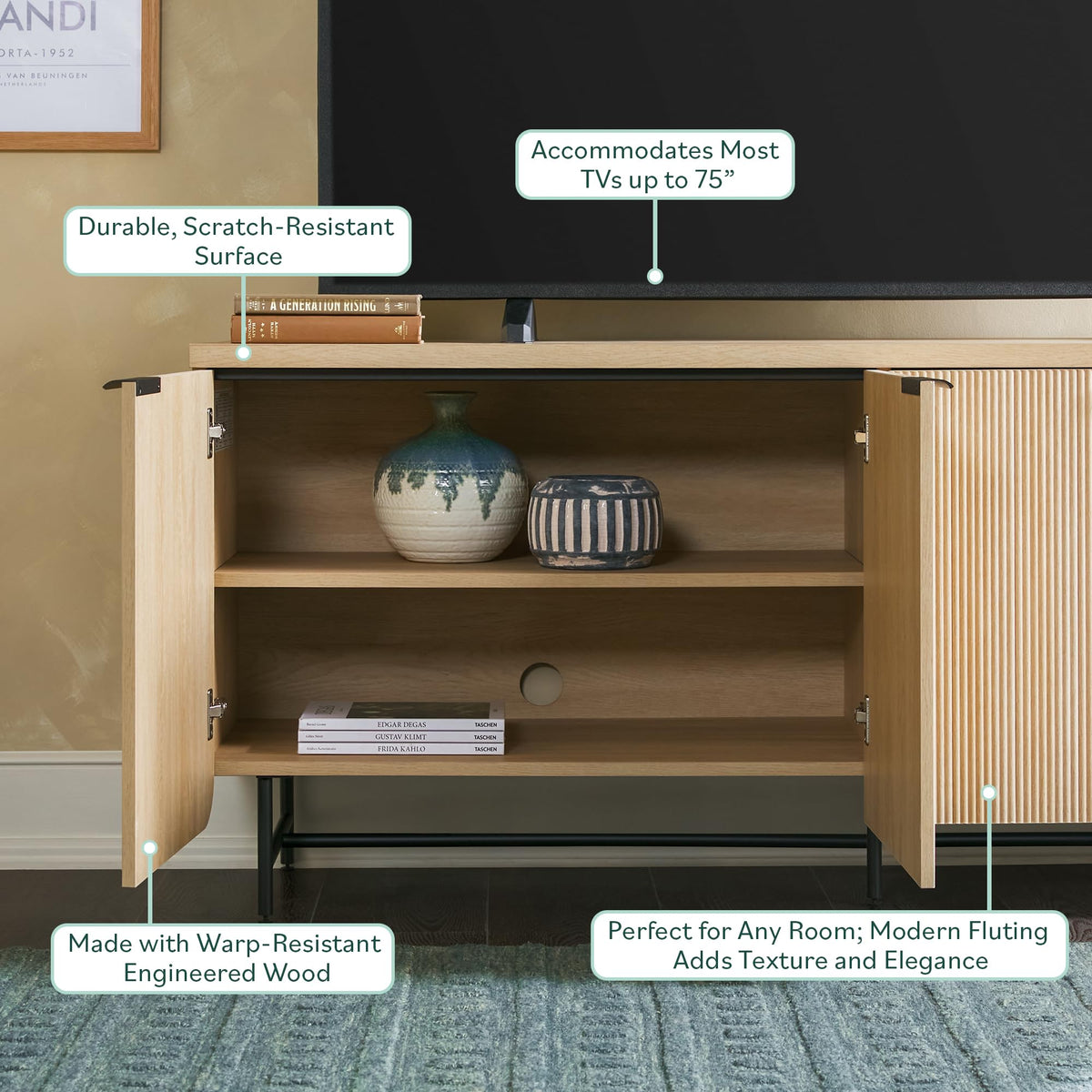 69 Inch Coastal Oak Sideboard Buffet Z9181