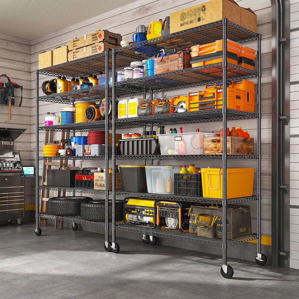 82" 6-Tier Adjustable Storage Shelves with Wheels F6850