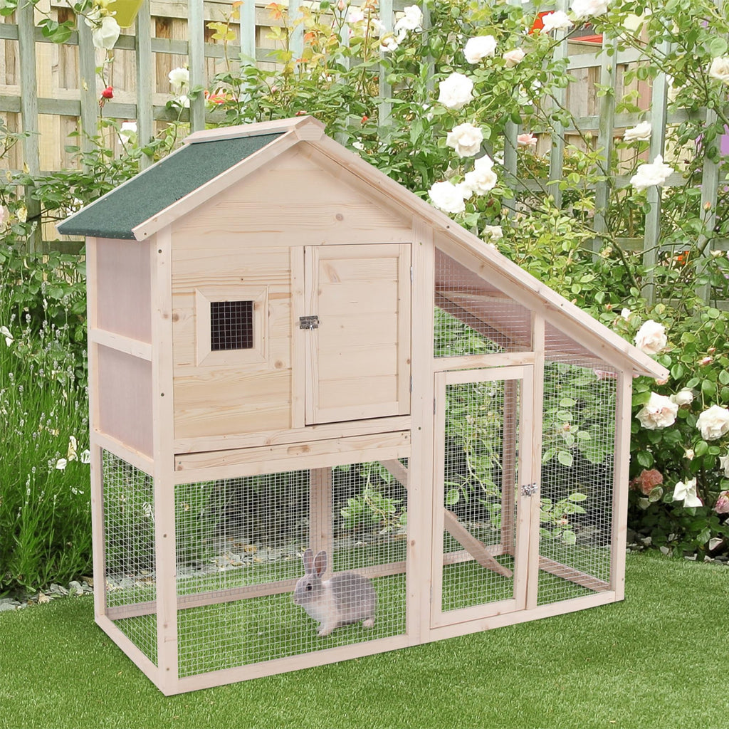 55 Inch 2-Tier Wooden Rabbit Hutch N850016