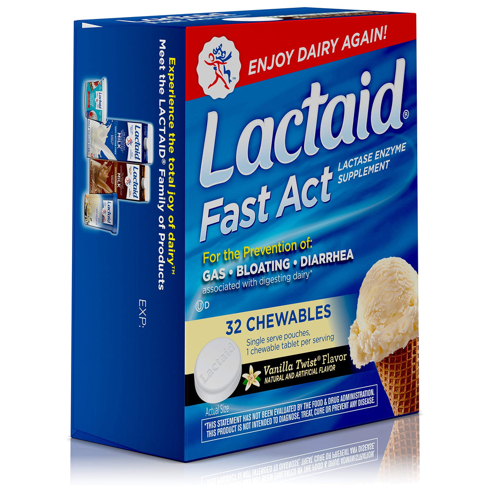 Lactose Intolerance Chewables with Lactase Enzymes, Vanilla Twist, 32 Pks of 1-ct N527456