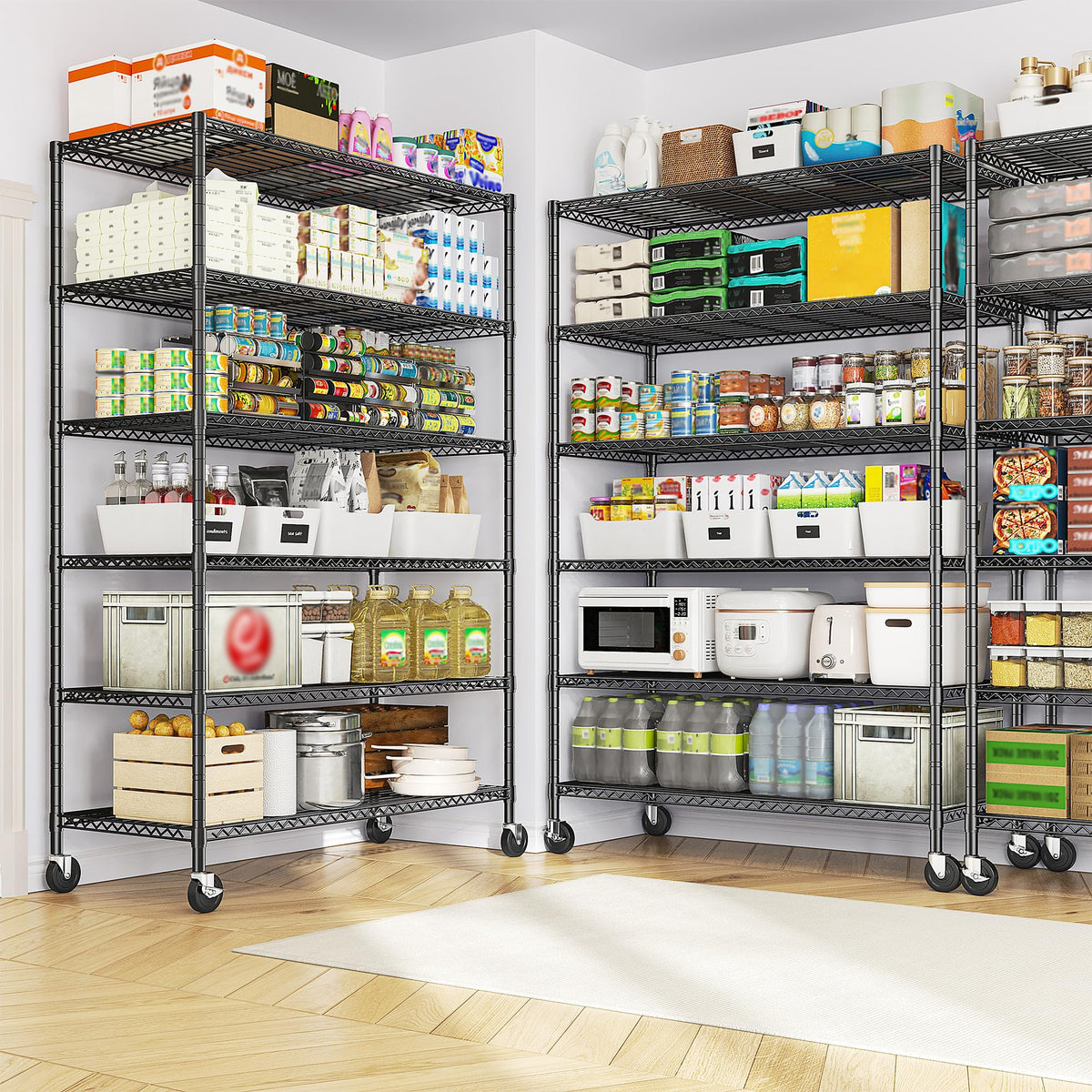 82" 6-Tier Adjustable Storage Shelves with Wheels F6850