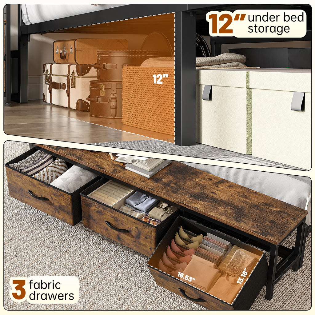 Queen Bed Frame with Ottoman & Charging Station R156669