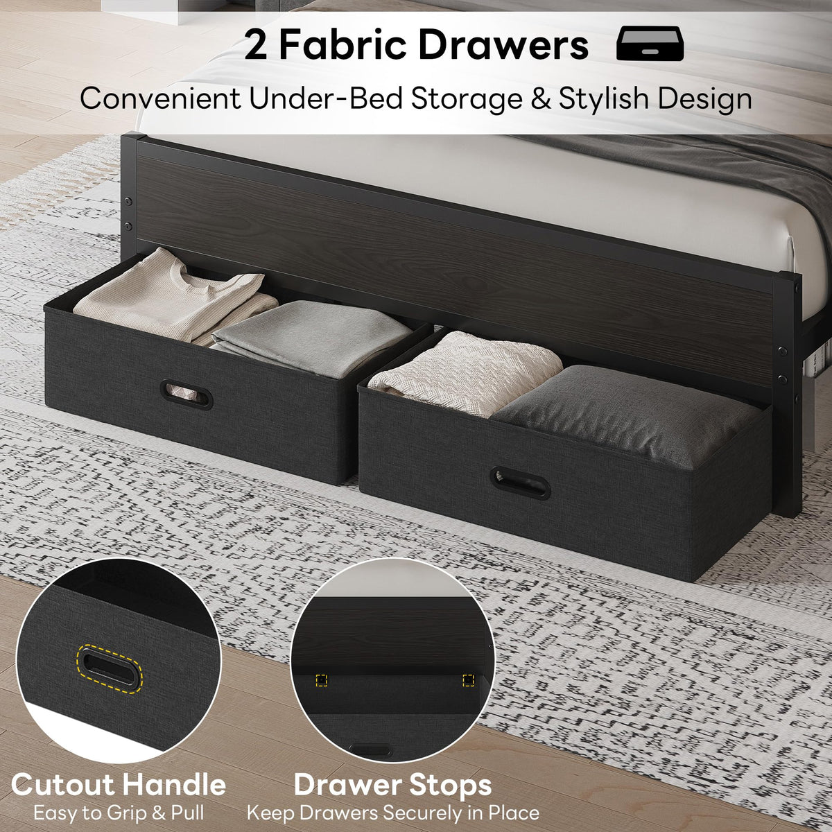 Full Size Bed Frame with 2 Storage Drawers Z3120